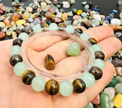 Natural Jade  Round Beads Bracelet (Pack Of 2)